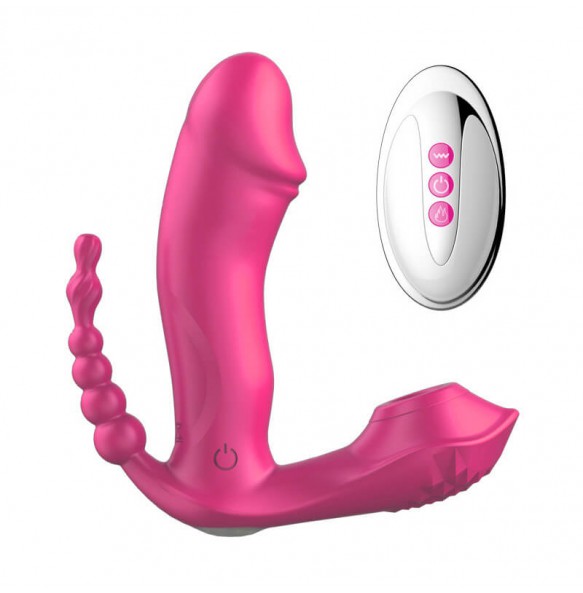 FOX - M6 Sucking Invisible Wearable Vibrator Red Rose (Wireless Remote - Chargeable)